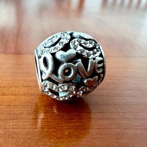 Brighton LOVE Charm Open Cut with Swarovski Crystals Hearts Silver Plated